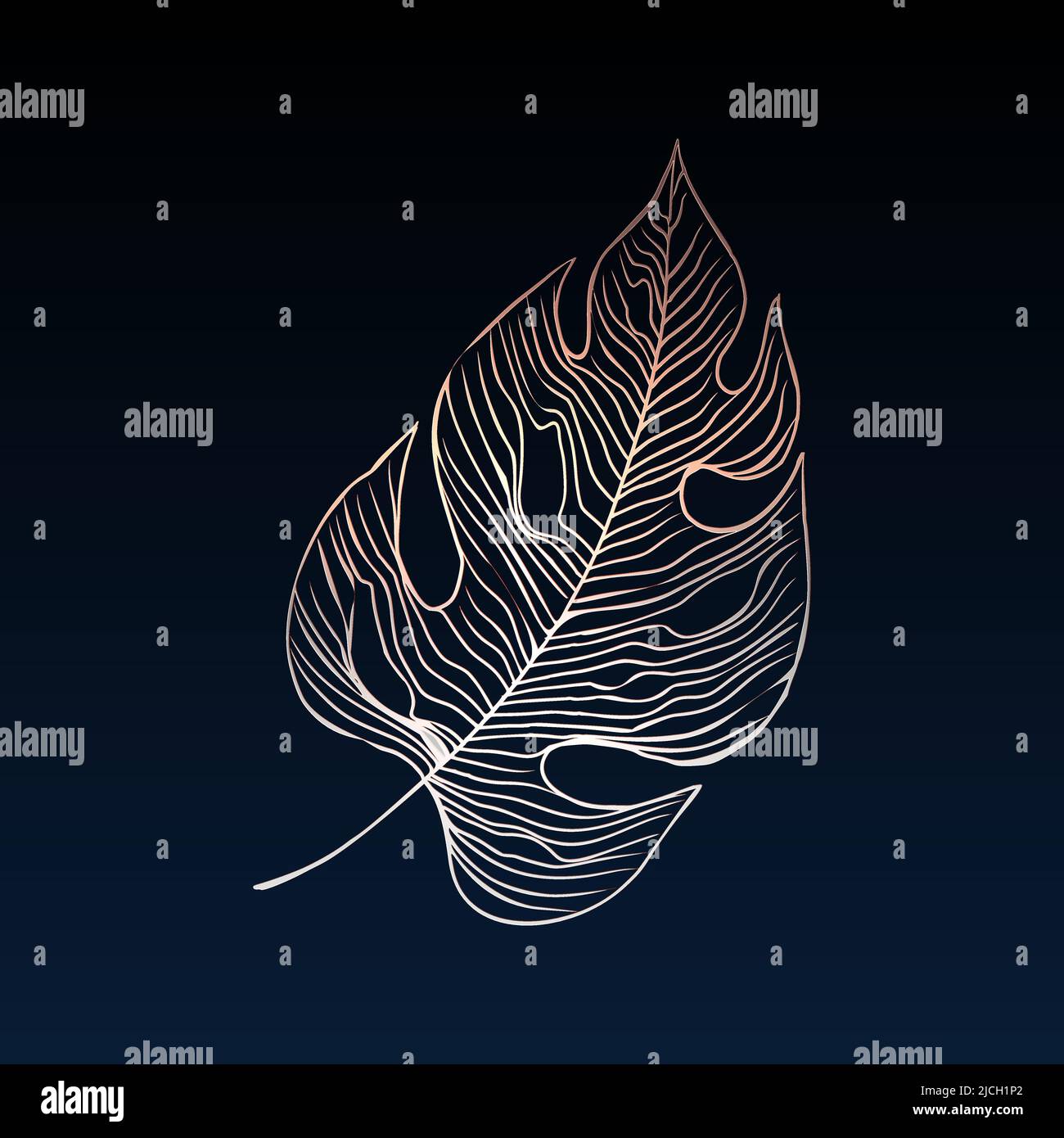 Vector Golden Tropical Palm Leaves. Hand drawn exotic leaves isolated ...