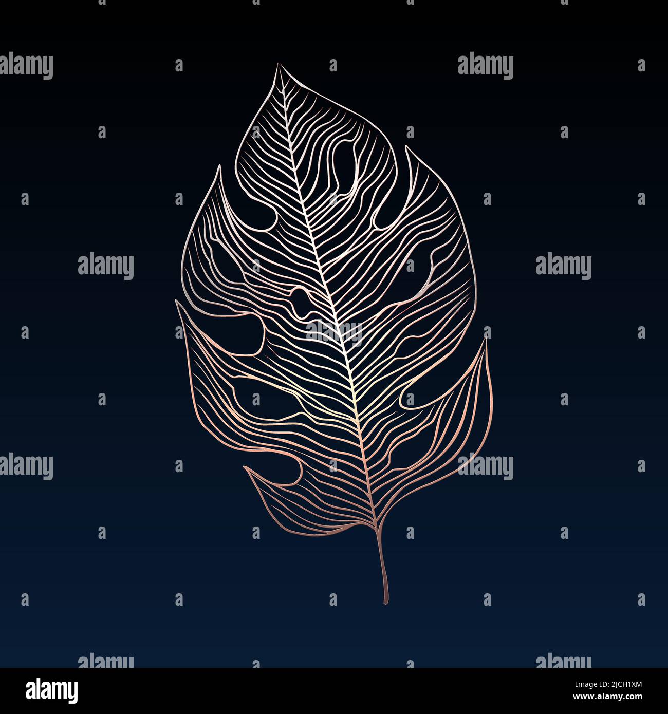 Vector Golden Tropical Palm Leaves. Hand drawn exotic leaves isolated ...