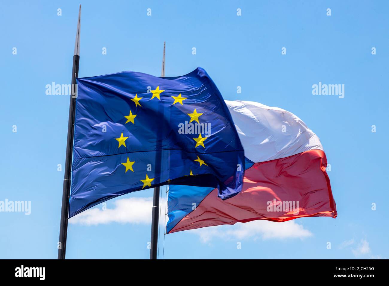 EU and Czech republic flags Stock Photo