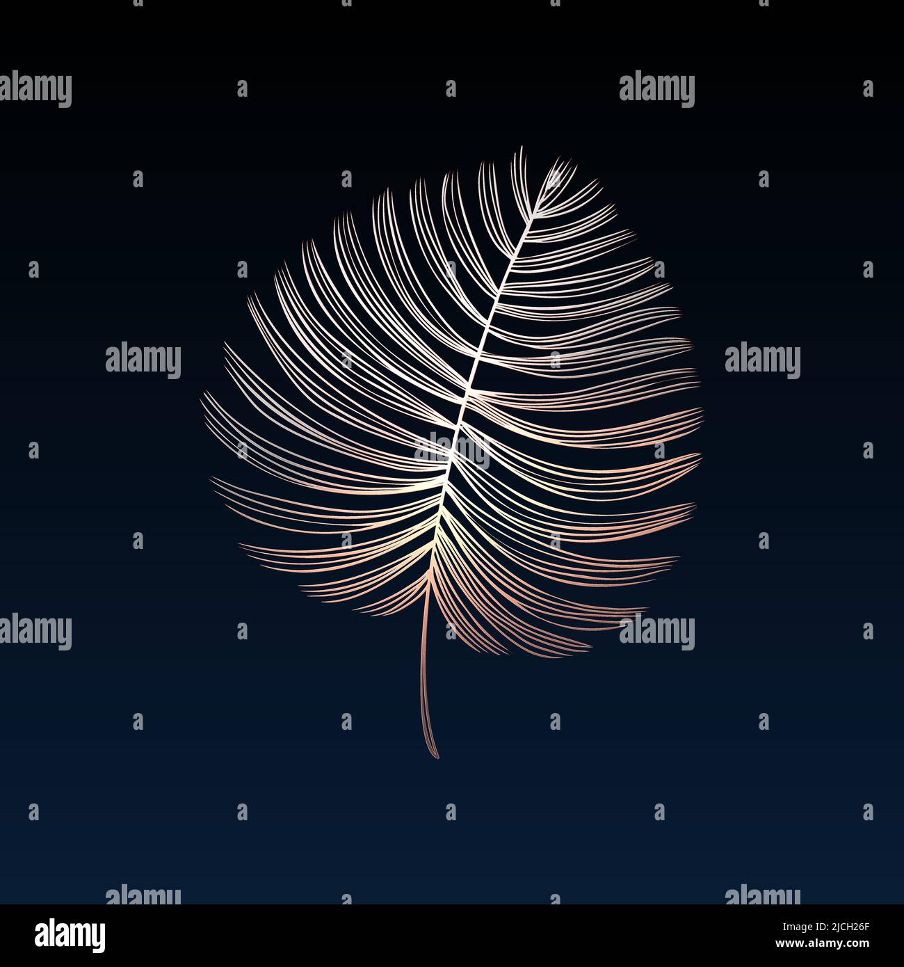 Vector Golden Tropical Palm Leaves. Hand drawn exotic leaves isolated ...