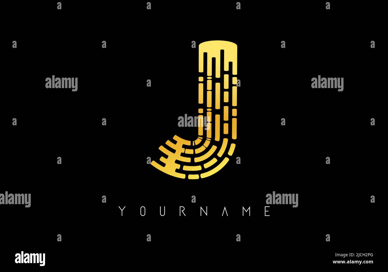 Golden J letter logo concept. Creative Minimal Monochrome Monogram ...