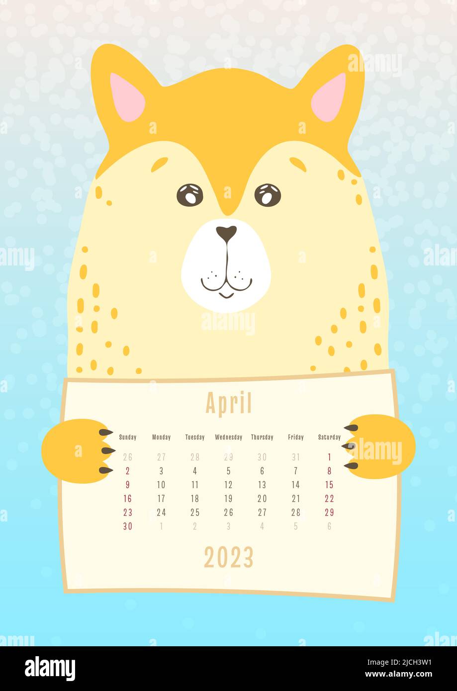 2023 april calendar, cute corgi dog animal holding a monthly calendar ...