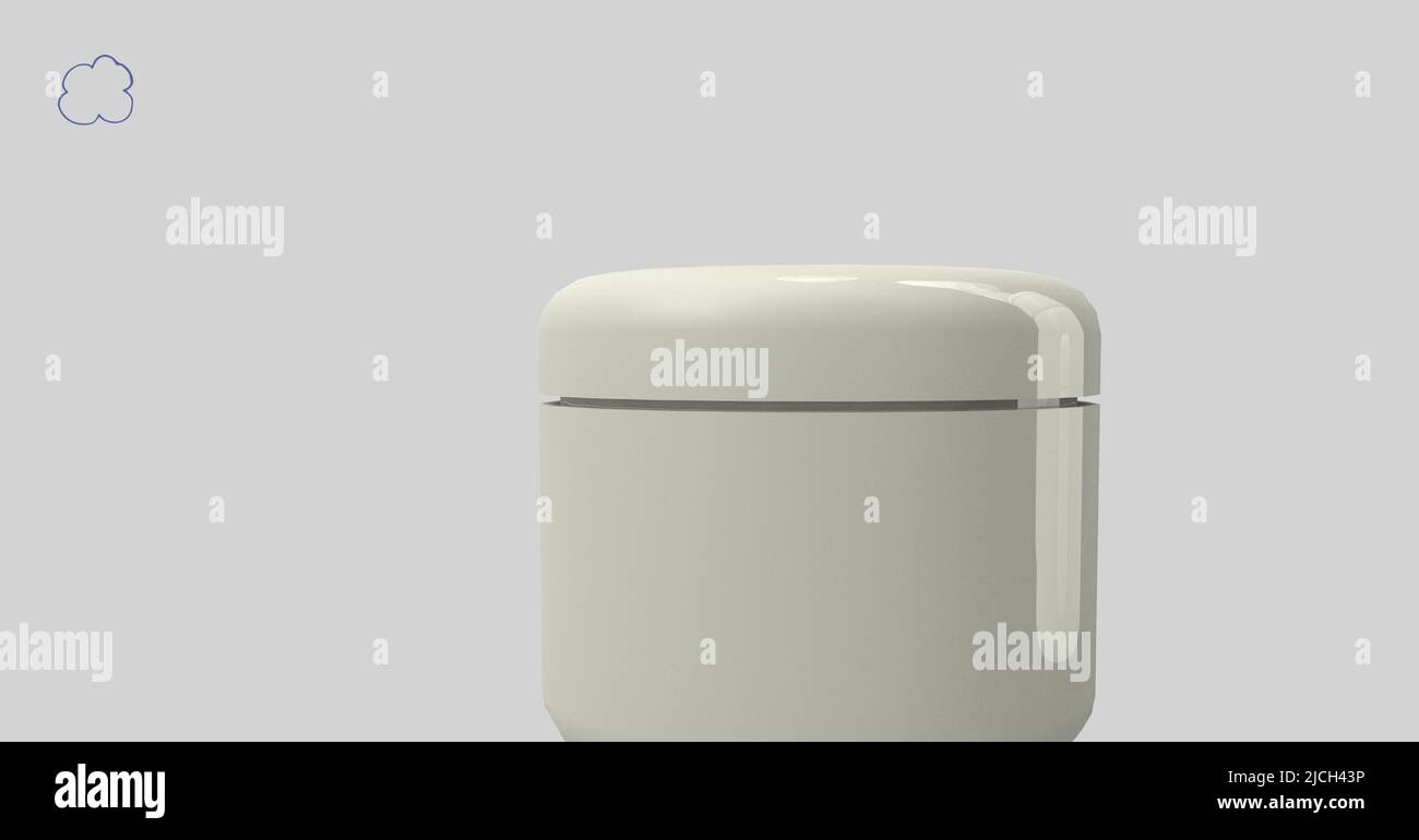 Digitally generated image of white container against copy space on grey background Stock Photo