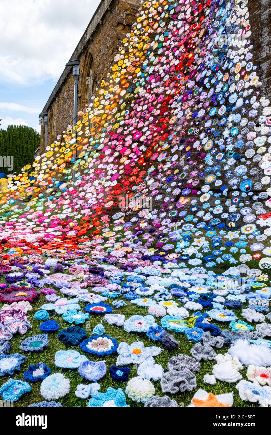 The north tower of All Saints church in Middleton Cheney decorated with