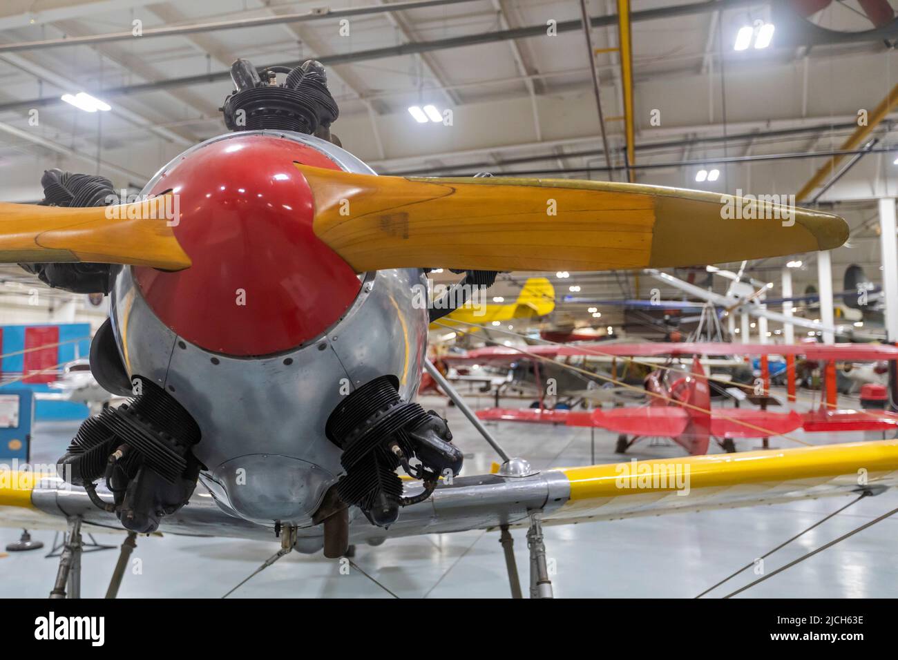 Liberal, Kansas - The Mid-America Air Museum. The museum displays over 100 aircraft. The Ryan PT-22 Recruit was a training aircraft during World War I Stock Photo