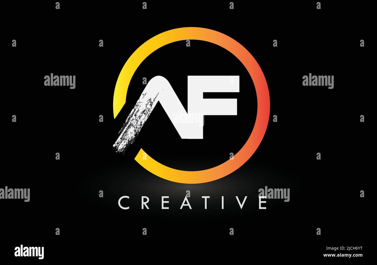 Circular White AF Brush Letter Logo Design with Black Circle. Creative ...