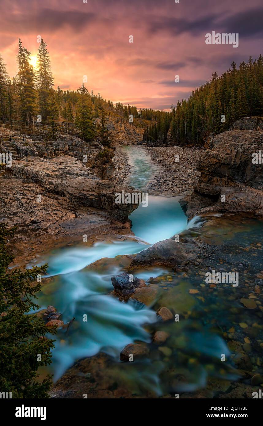 Bragg creek waterfall sunrise alberta hi-res stock photography and ...