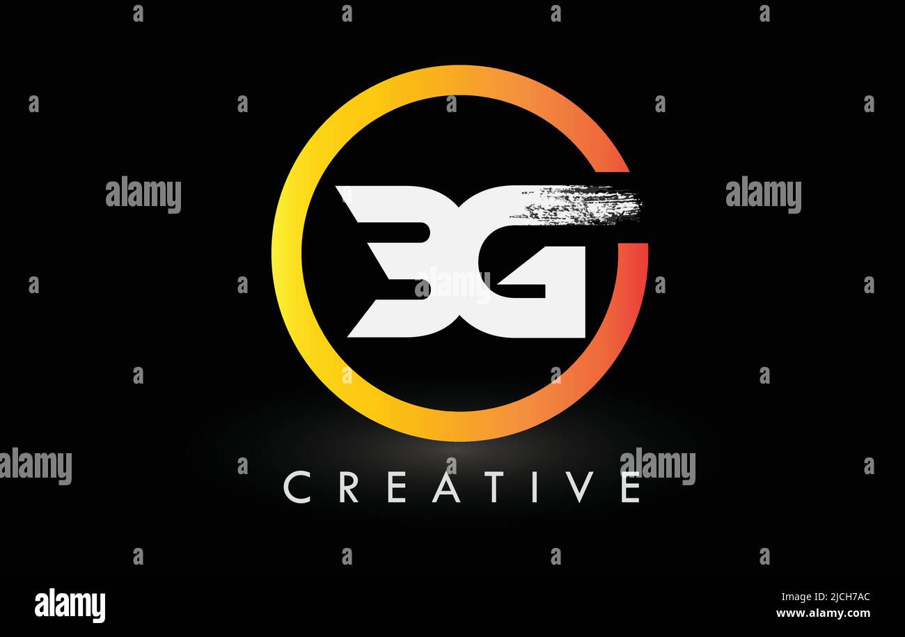 Circular White BG Brush Letter Logo Design with Black Circle. Creative ...