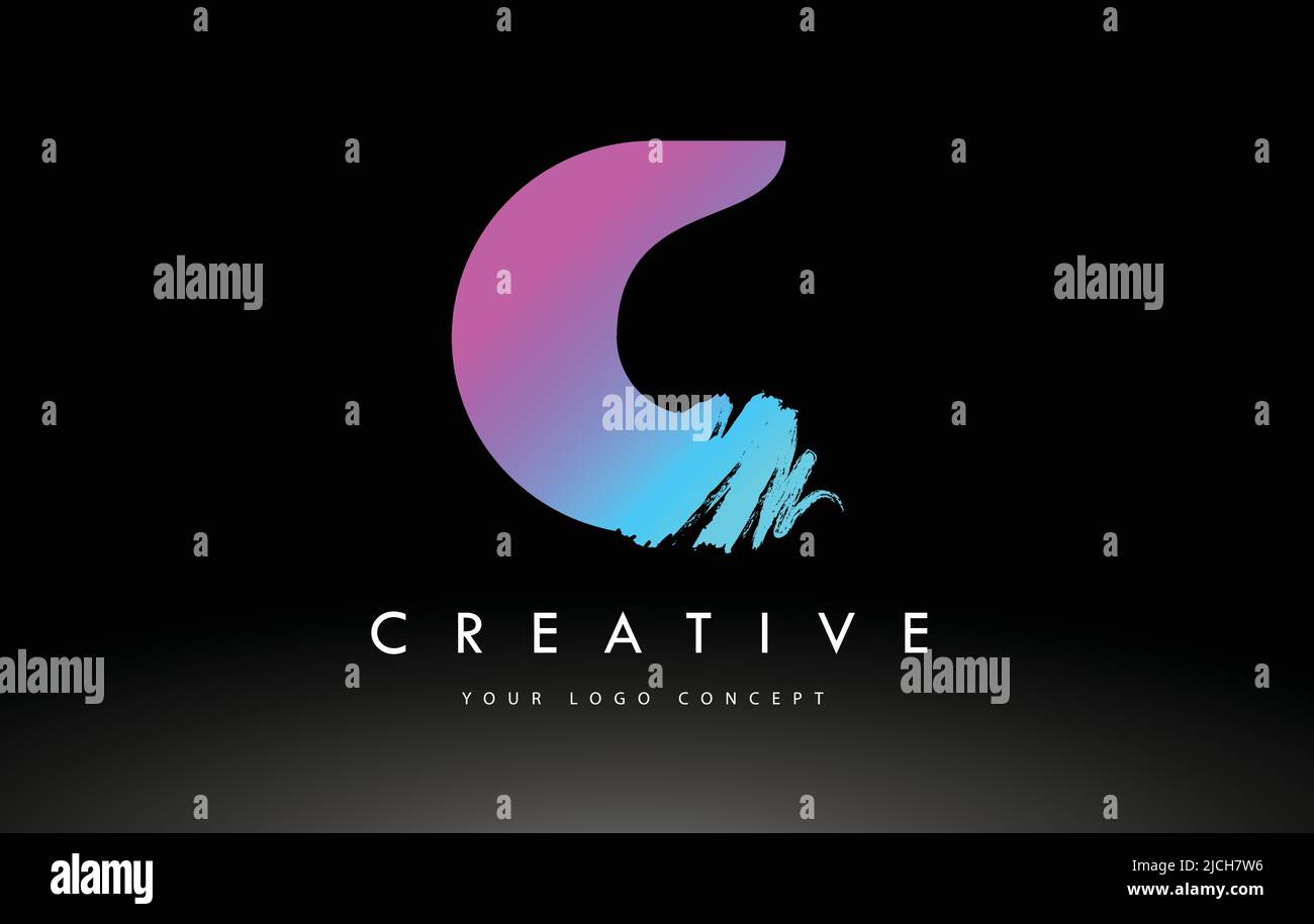 C Brushed Letter Logo. Black Brush Letters design with Artistic Brush ...