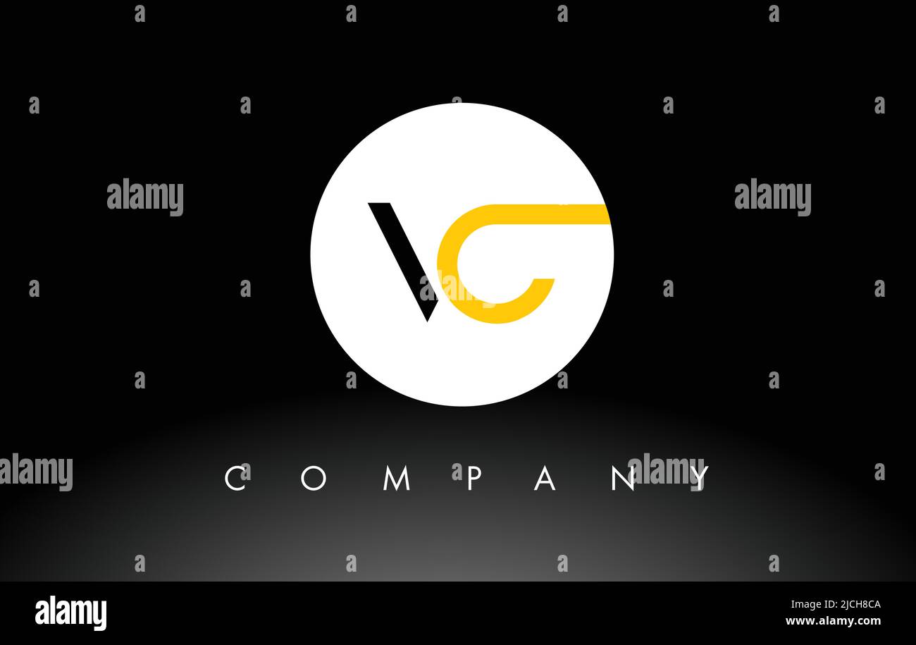 Black and Yellow VC Logo. Letter Design Vector with Red and Black
