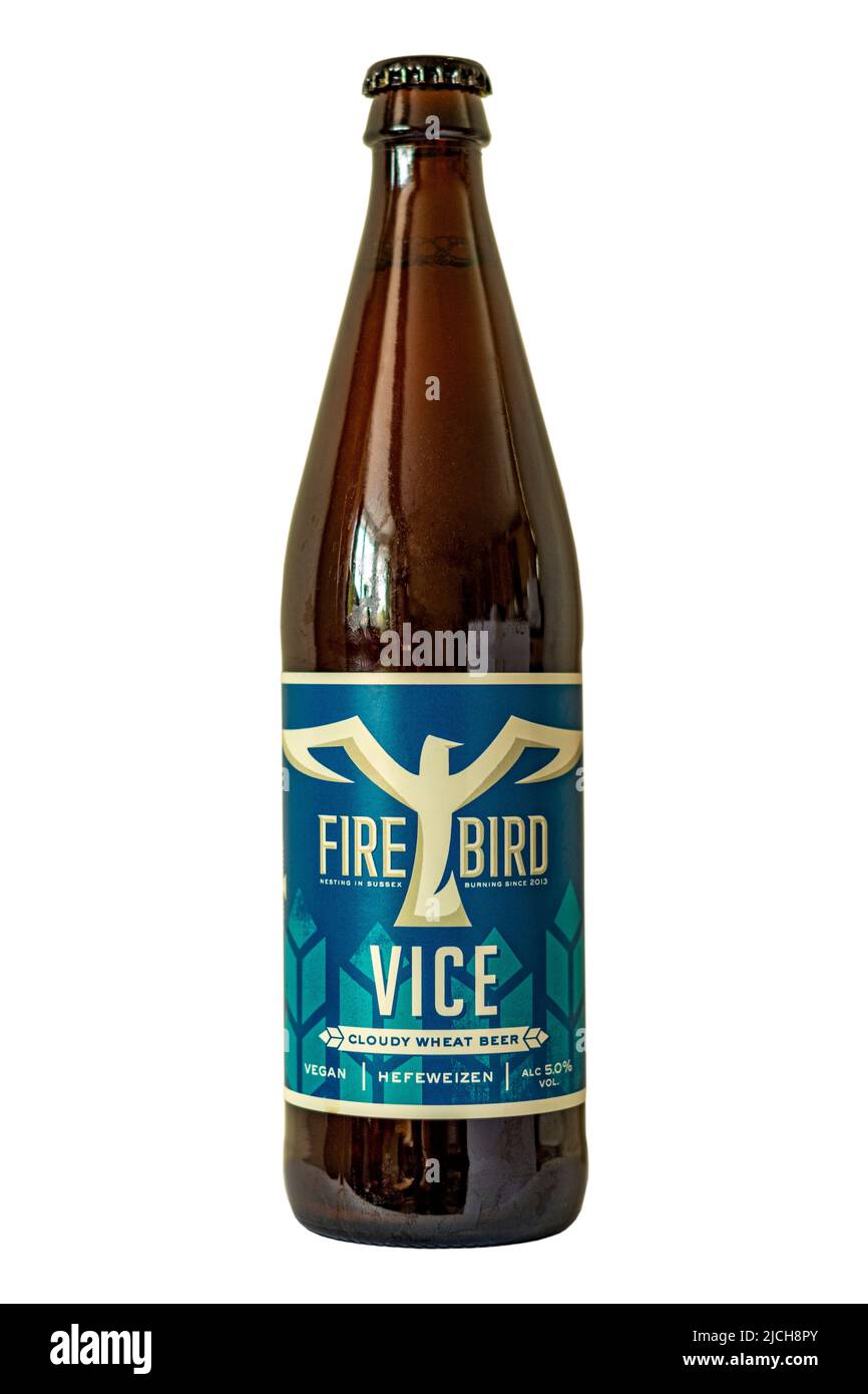 Firebird Brewery - Vice (Cloudy Wheat Beer) Bottled Beer - Alc 5.0%. Stock Photo