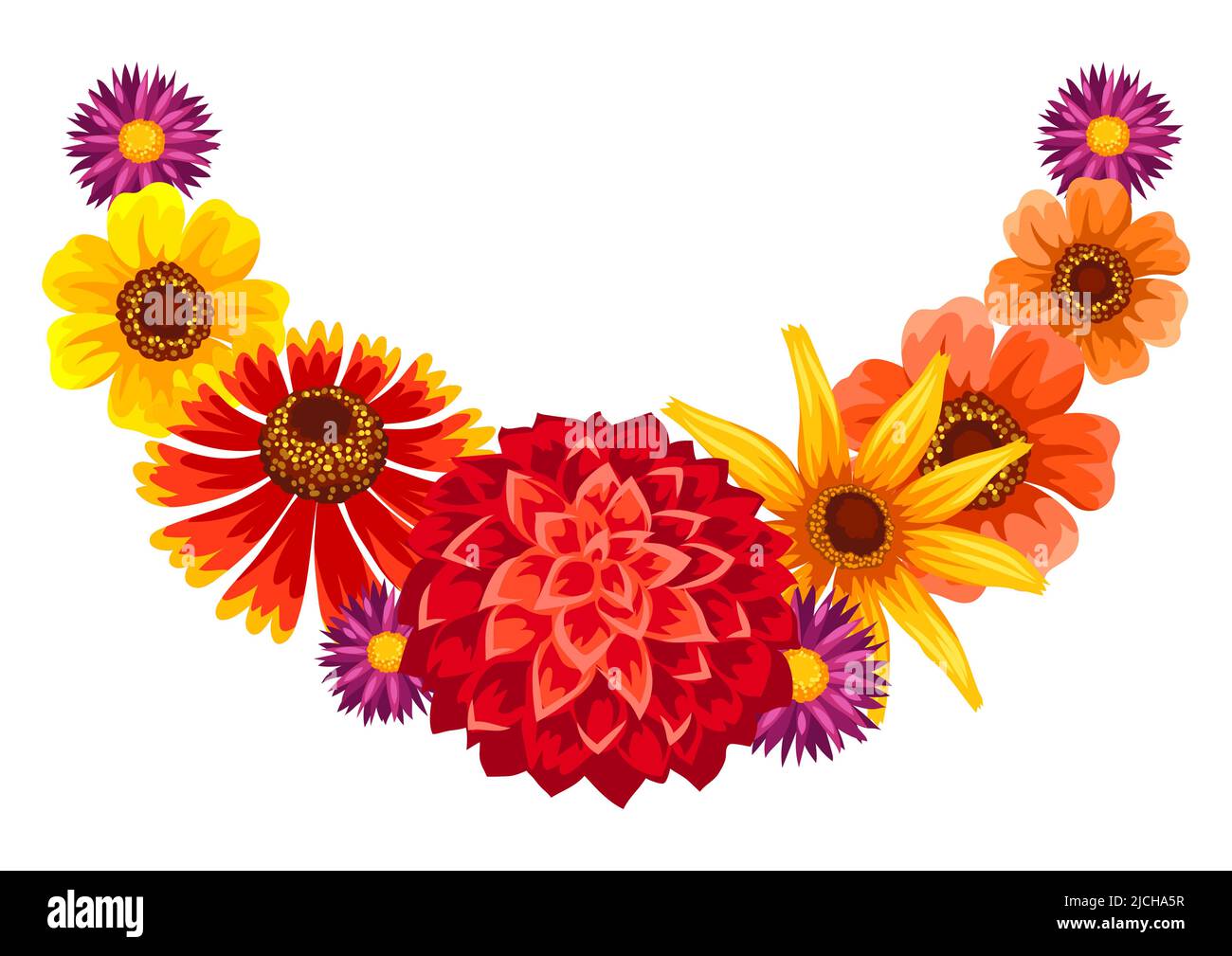 Decorative frame with autumn flowers. Beautiful decorative bouquet of ...