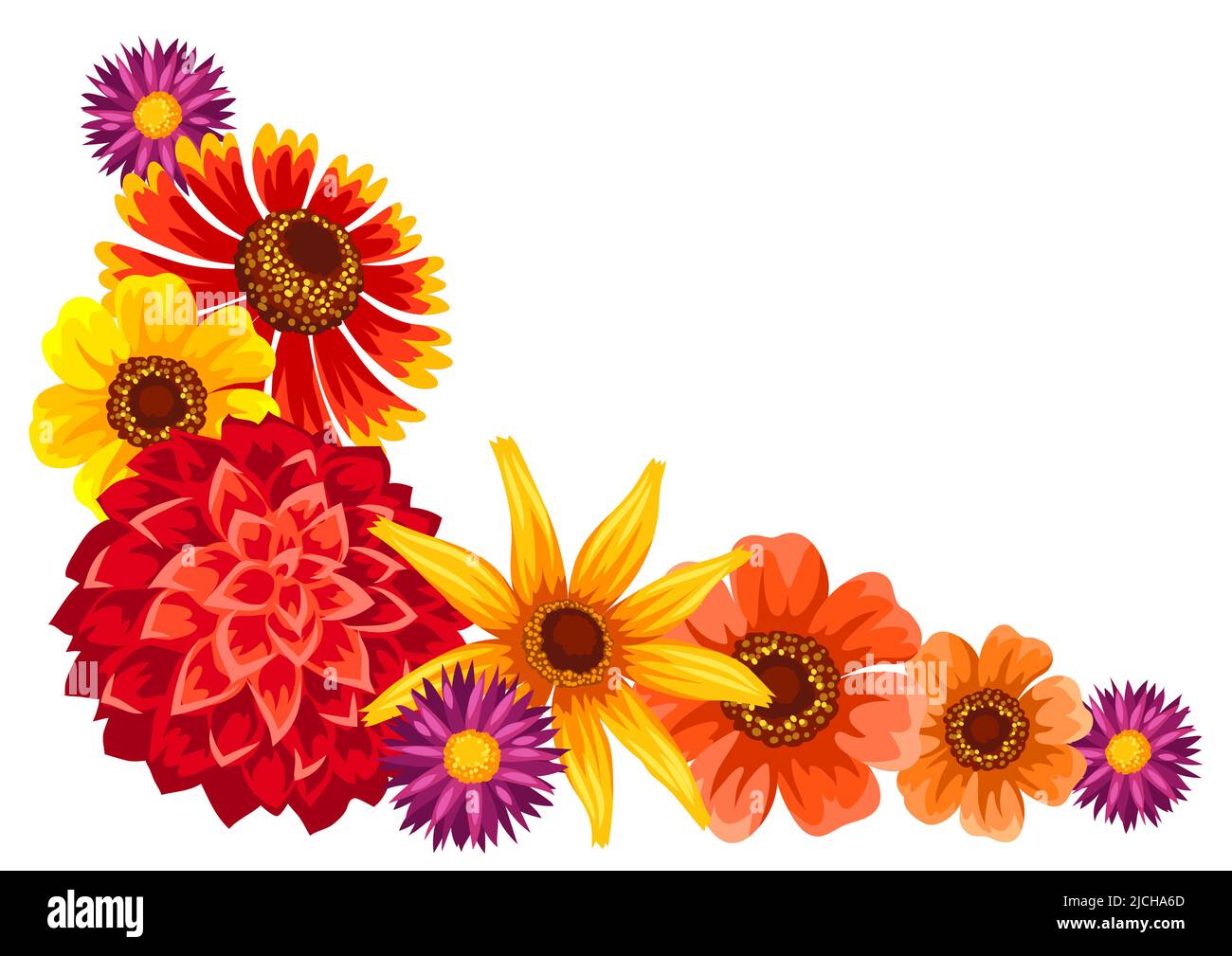 Decorative frame with autumn flowers. Beautiful decorative bouquet of ...