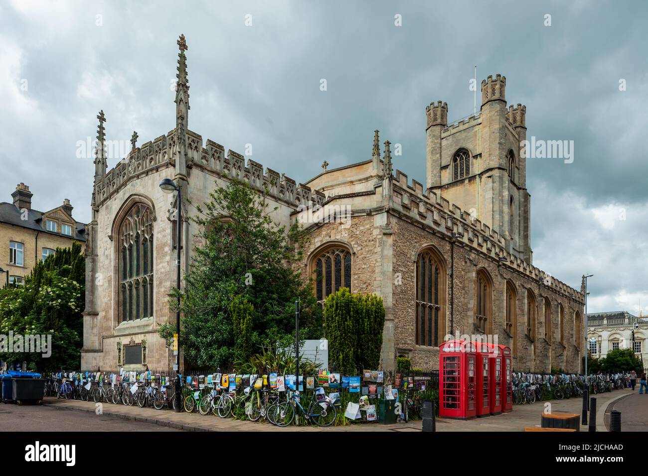 Stormy sky over Great St Mary's church in Cambridge city centre, England. Stock Photo