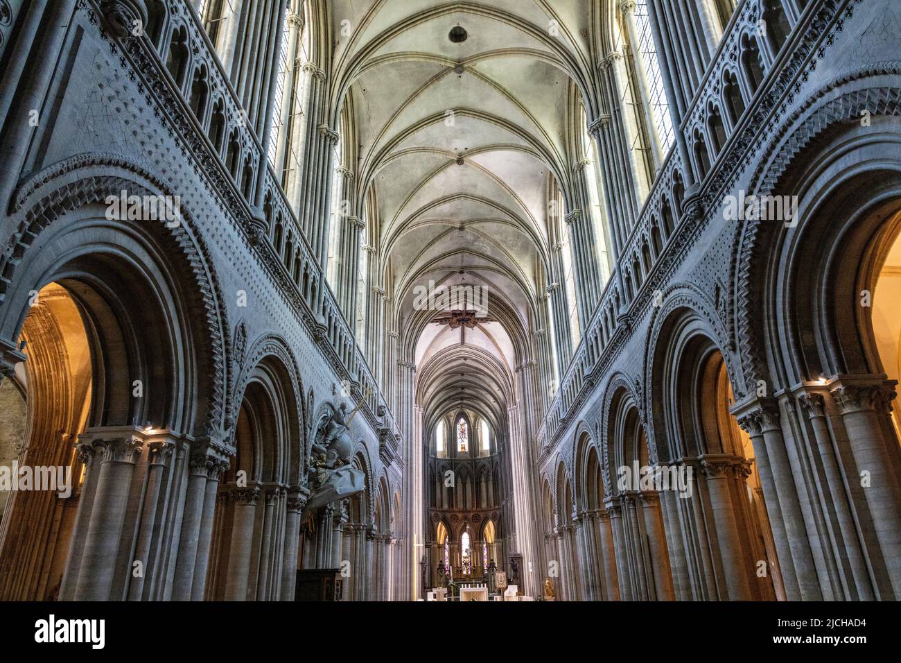 Interior of the Cathedral of Our Lady of Bayeux in Normandy France Stock Photo