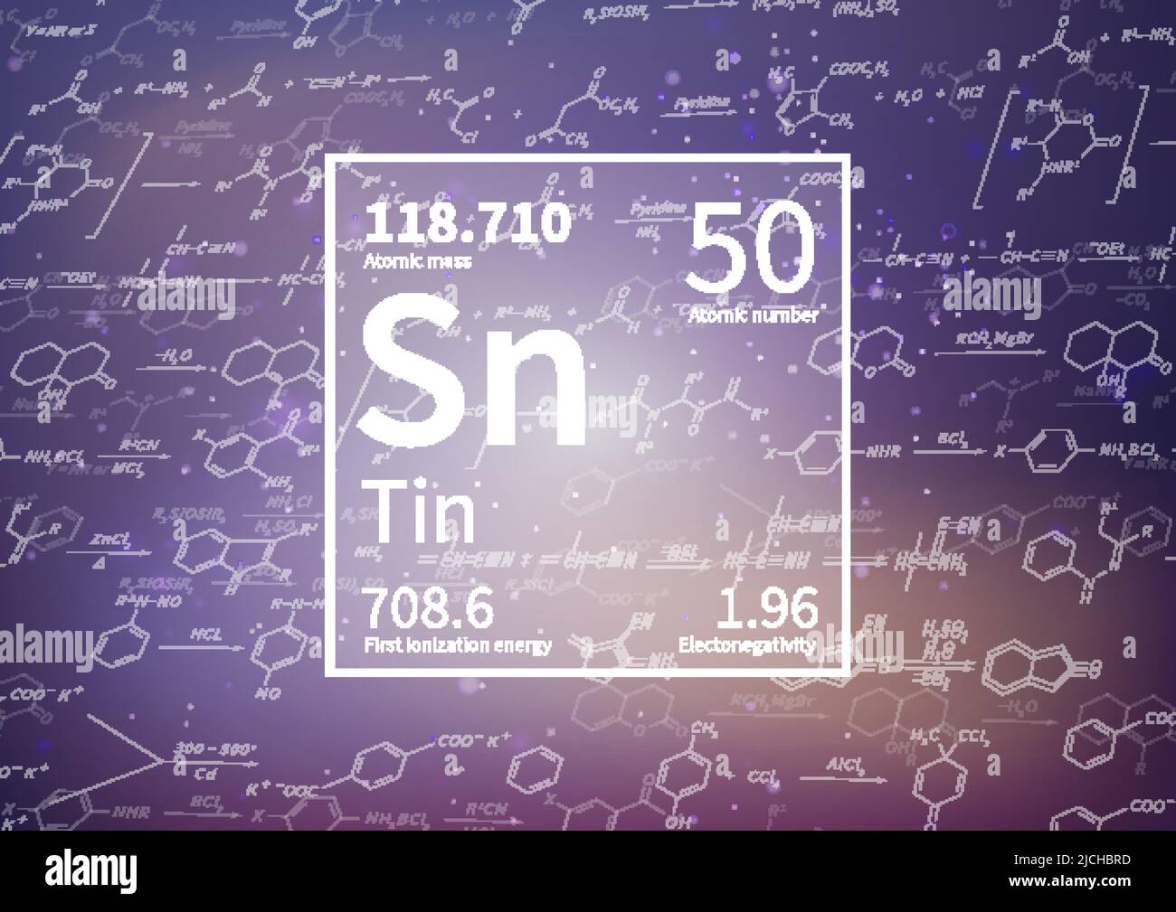 Tin chemical element with first ionization energy, atomic mass and