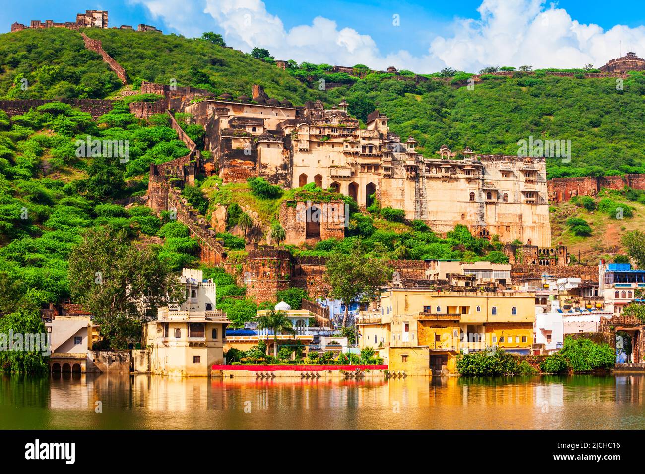 Garh Palace is a medieval palace situated in Bundi town in Rajasthan state in India Stock Photo