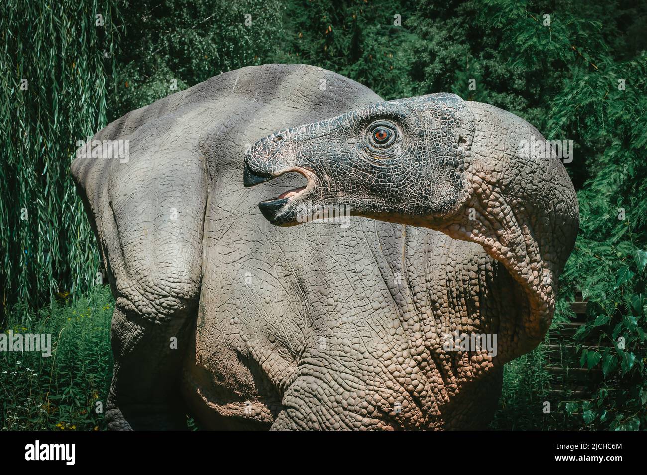 Real size model of dinosaur Iguanodon in jurassic park Stock Photo