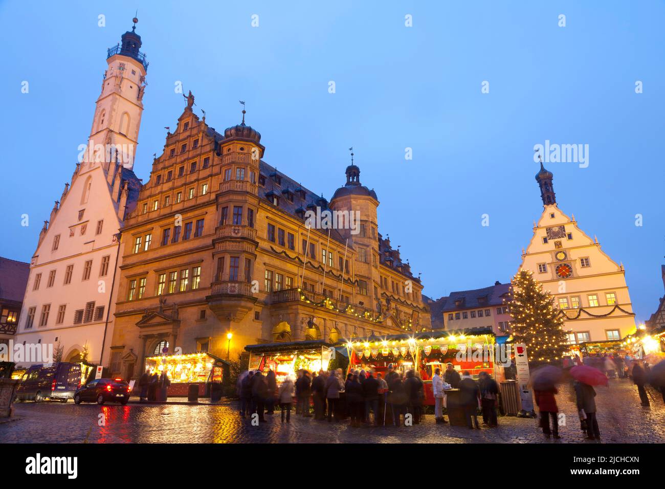Christmas Market, Rothenburg ob der Tauber, Bavaria, Germany Stock Photo