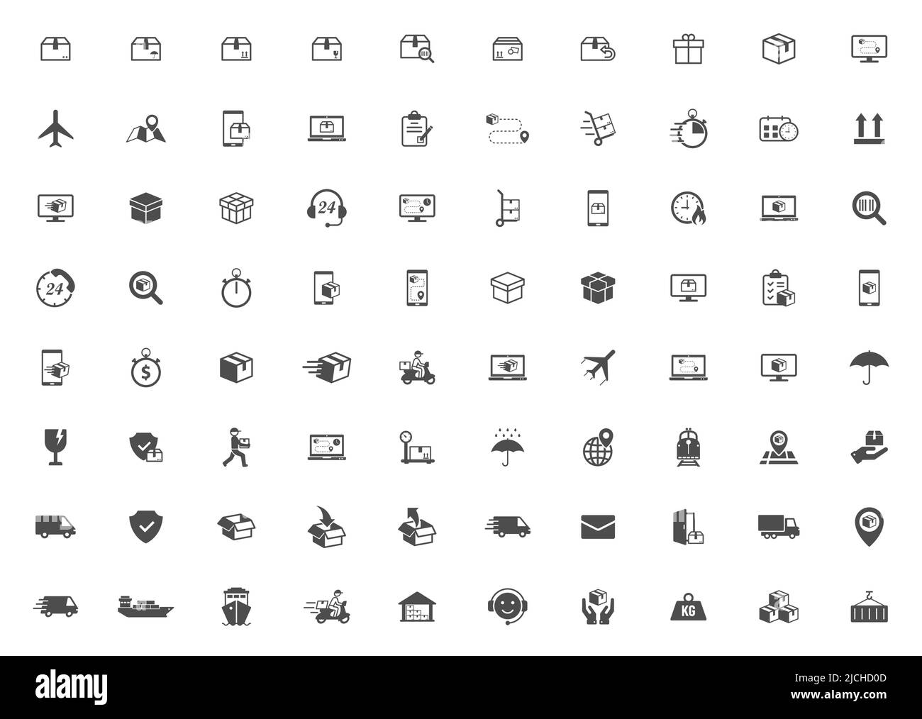 Shipping and delivery vector icons isolated on white Stock Vector Image ...