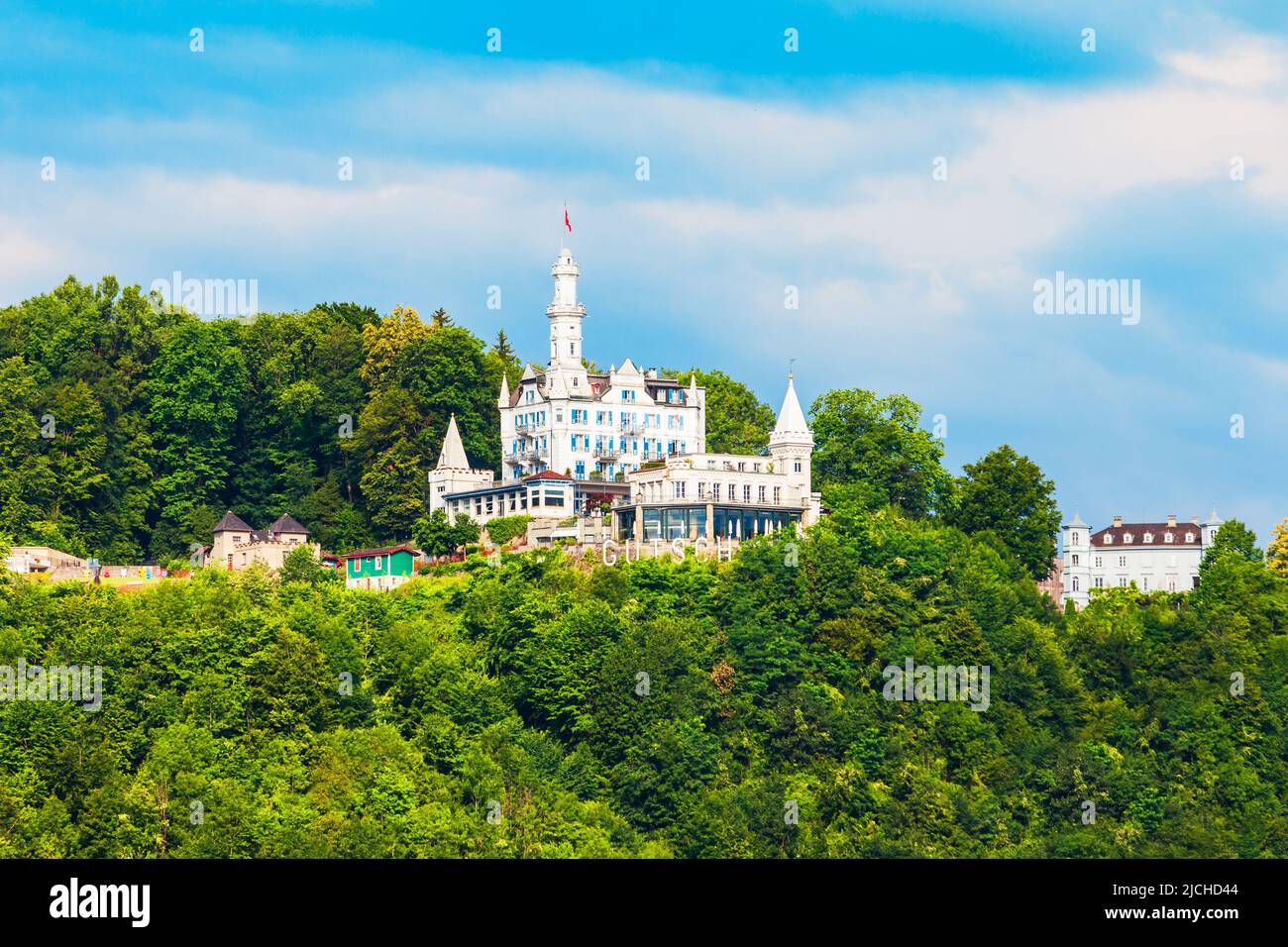 Schloss Hotel Chateau Gutsch is a boutique hotel in Lucerne city in central Switzerland Stock Photo
