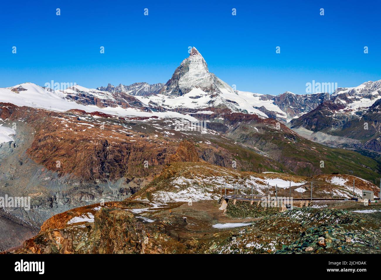 Matterhorn mountain range of the Alps, located between Switzerland and Italy Stock Photo