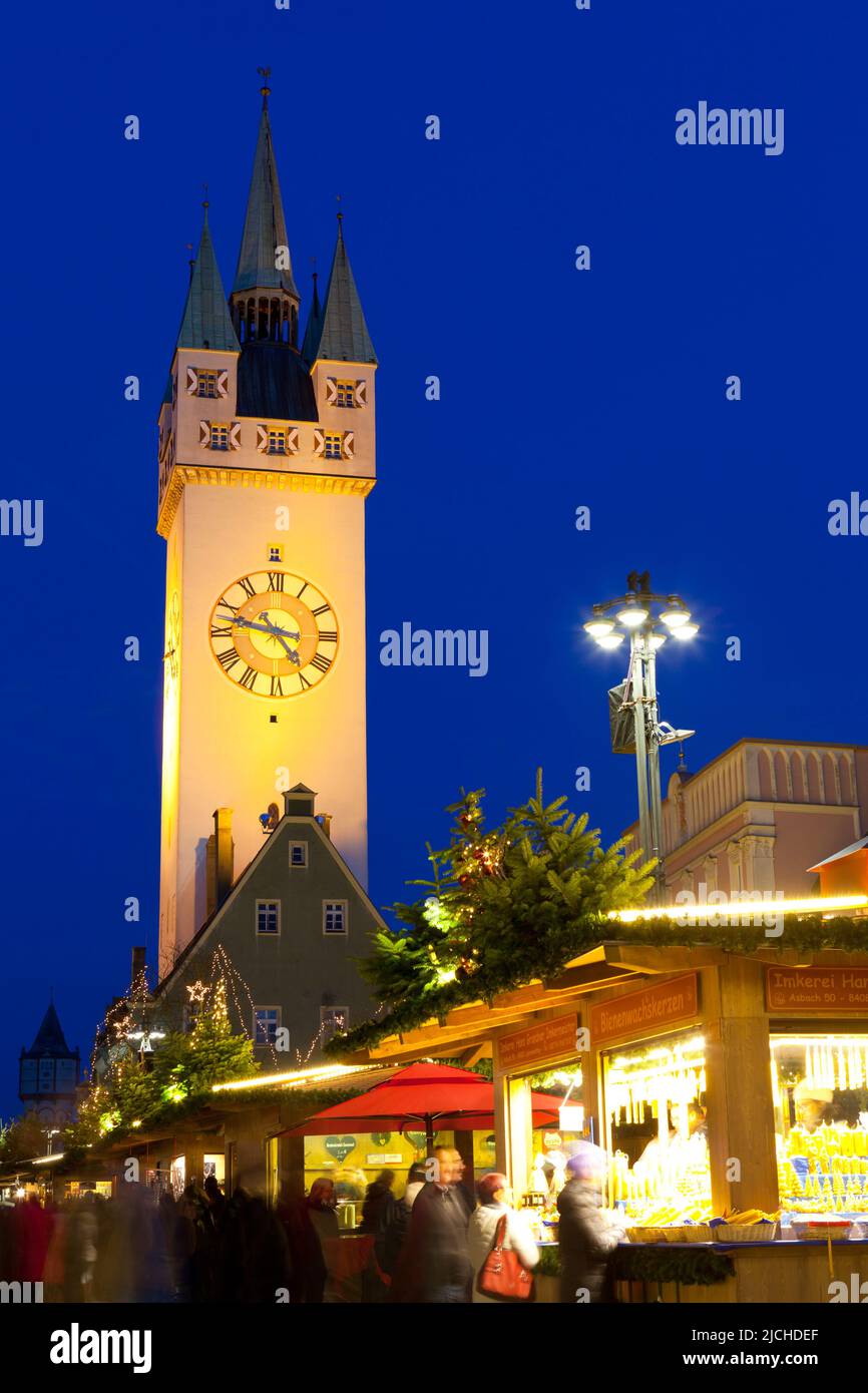 Christmas Market in Straubing, Straubing-Bogen, Bavaria, Germany Stock Photo