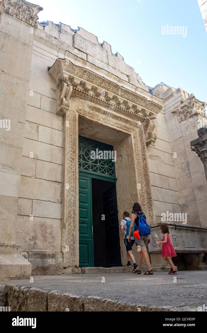 Entrance to Baptistery (Temple of Jupiter) Old Town, Split, Split-Dalmatia County, Croatia Stock Photo