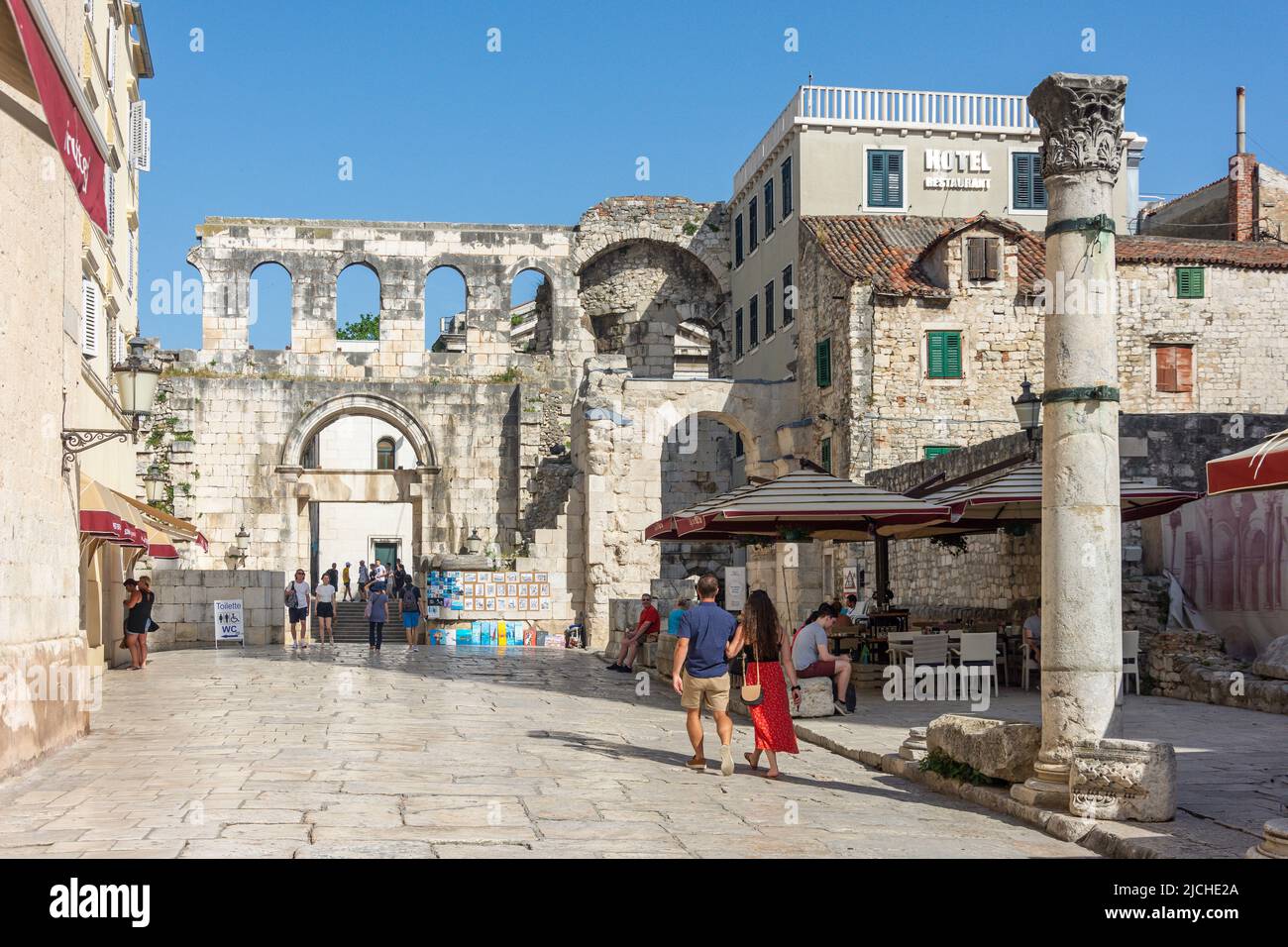 Old gate and walls, Poljana Kraljice Jelene, Old Town, Split, Split-Dalmatia County, Croatia Stock Photo
