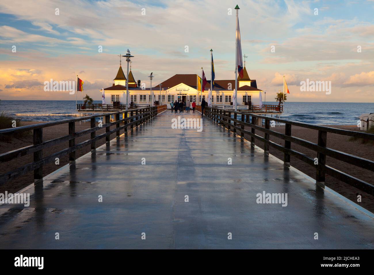 The Historic Pier in Ahlbeck on the Island of Usedom, Baltic Coast, Mecklenburg-Vorpommern, Germany Stock Photo