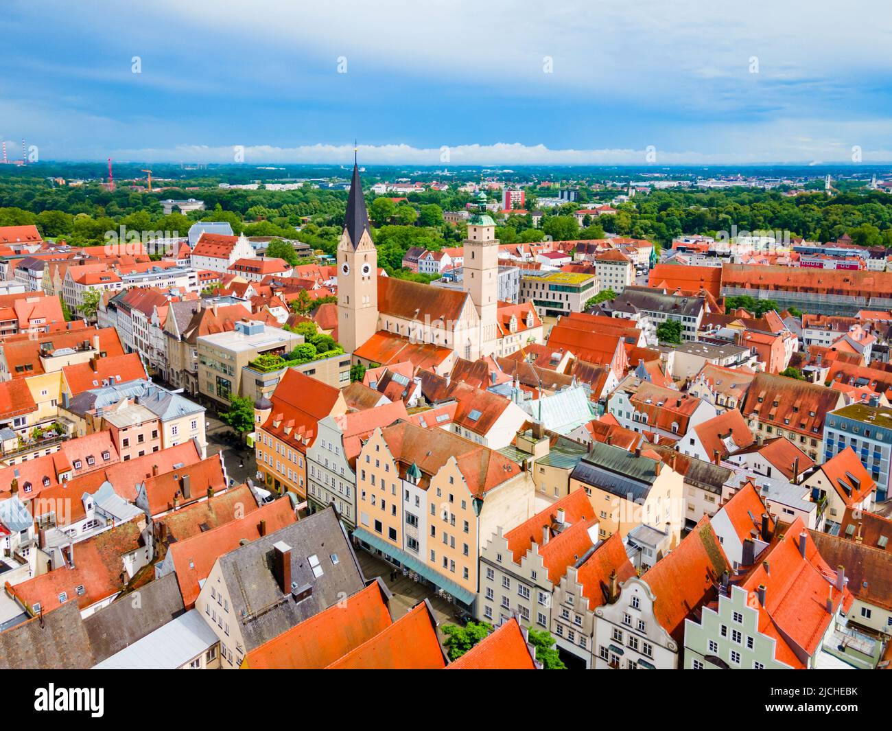 Ingolstadt old town aerial panoramic view. Ingolstadt is a city in Bavaria, Germany. Stock Photo