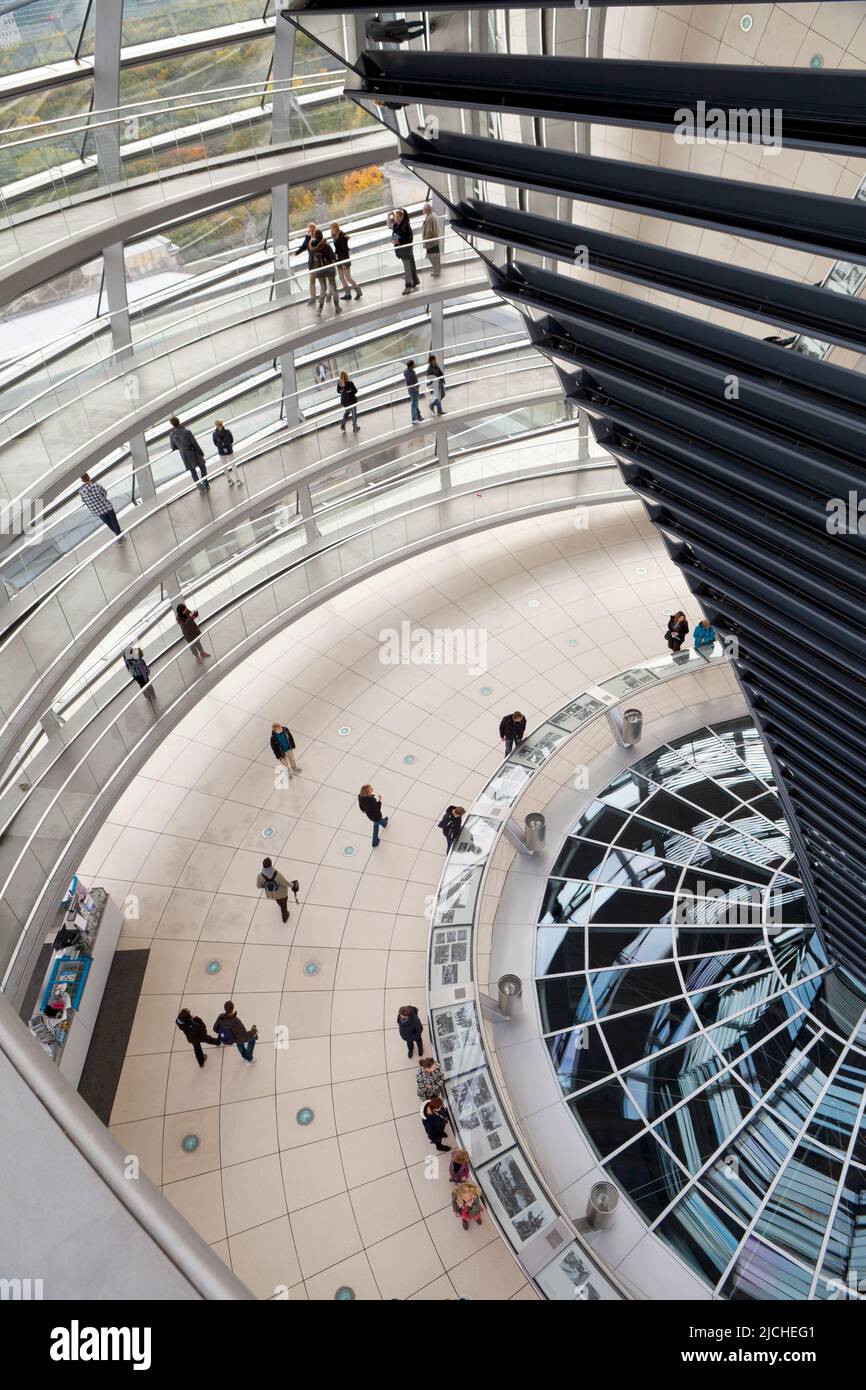 Interior of the Glass Dome of the Reichstag, Berlin, Germany Stock Photo