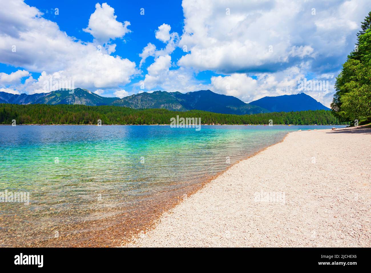 Eibsee lake near Garmisch-Partenkirchen town in Bavaria, Germany Stock ...