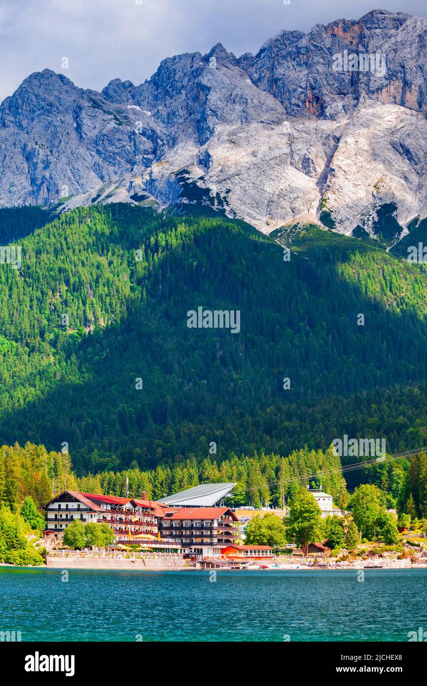 Eibsee lake near Garmisch-Partenkirchen town in Bavaria, Germany Stock ...