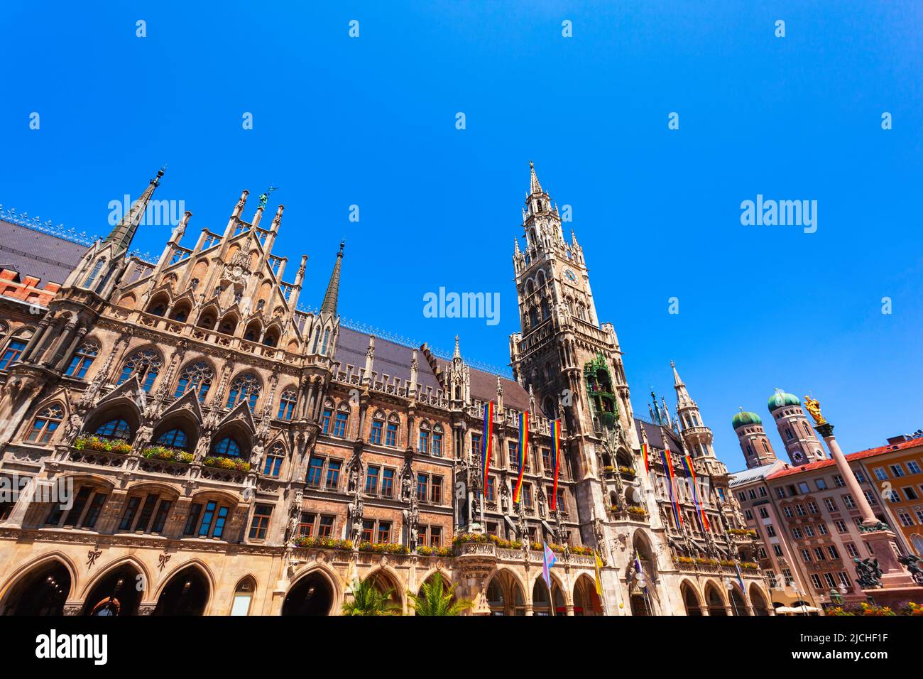New Town Hall or Neues Rathaus is located at the Marienplatz or St. Mary square, a central square in Munich city centre, Germany Stock Photo