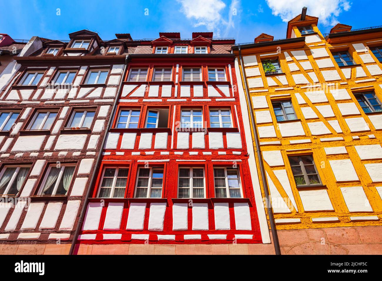 Weissgerbergasse street with colorful timber frame or fachwerk houses