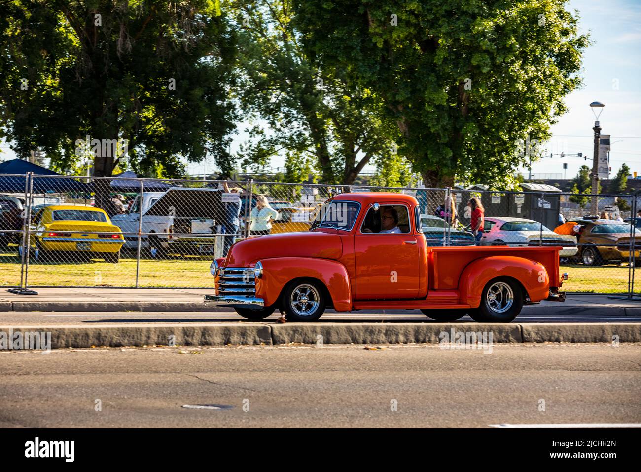1952 Chevy  truck stepside at the American Graffiti charity Car Show at the Modesto Junior College campus June 11-12 2022 Stock Photo