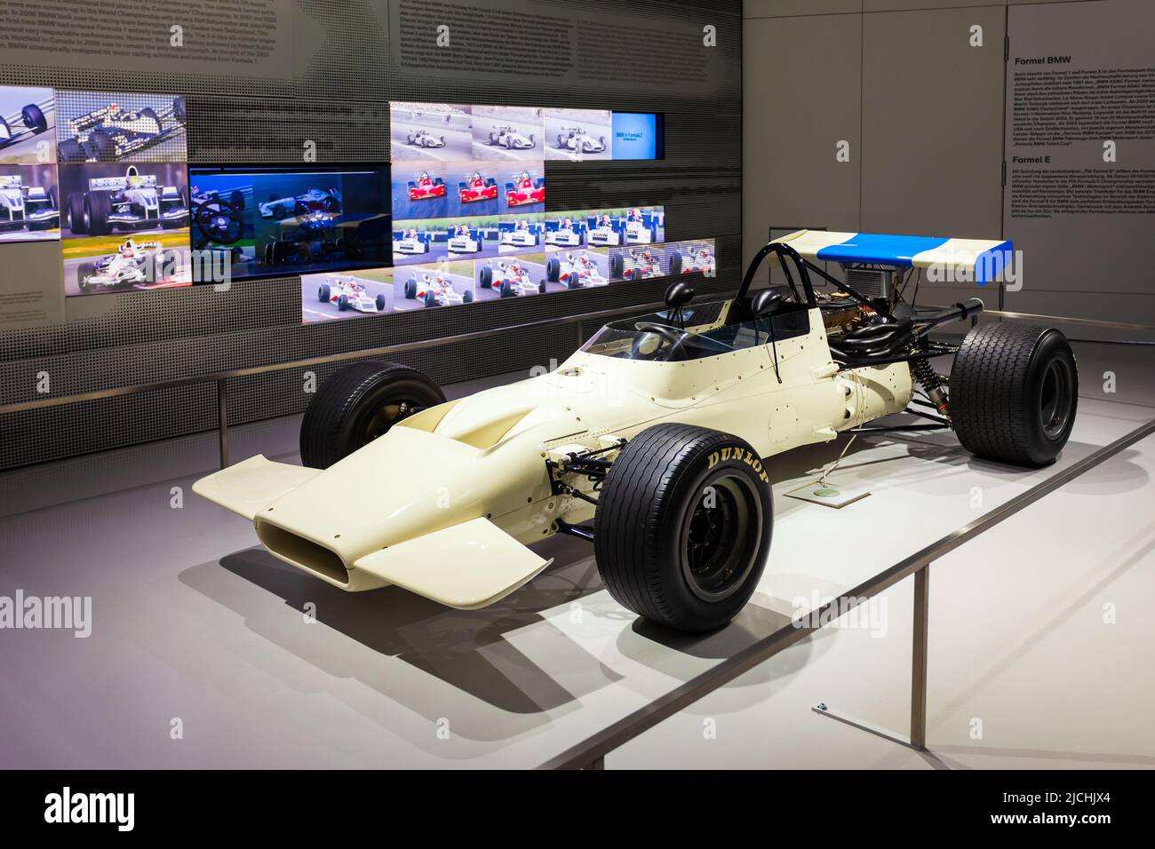 Munich, Germany - July 08, 2021: BMW Formula car at BMW Museum interior, it is an automobile museum of BMW history located near the Olympiapark in Mun Stock Photo