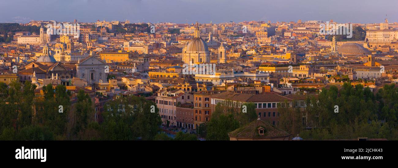 Panoramic cityscape of the historic center of Rome,  Italy Stock Photo