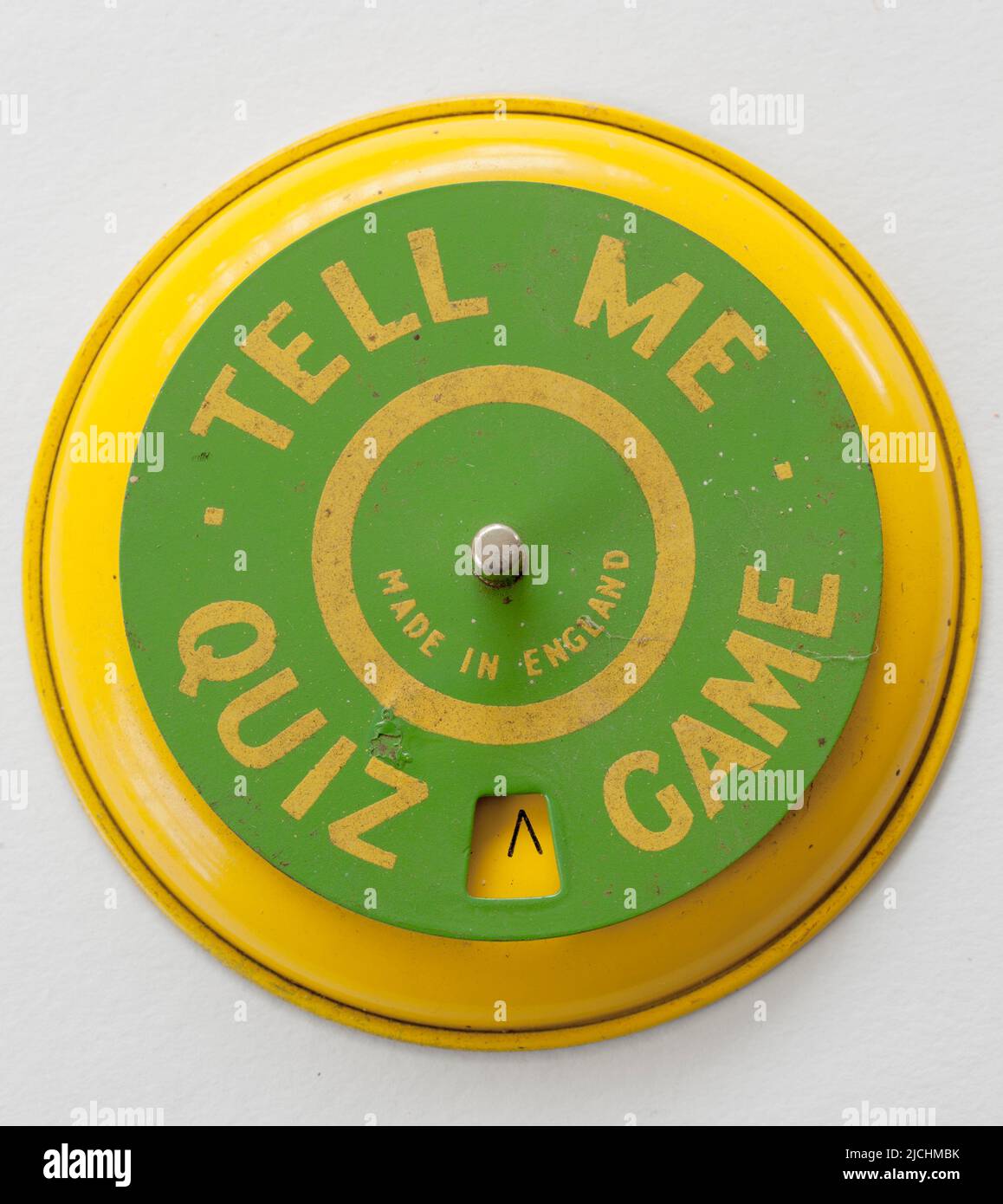Old Tell Me Quiz Game Roulette Wheel Stock Photo
