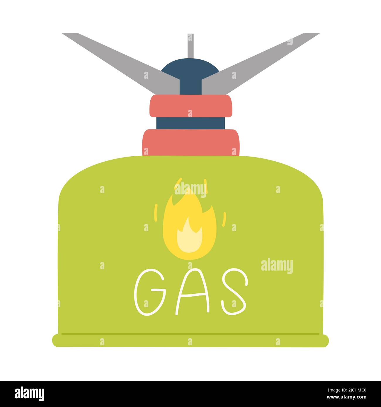 Gas cylinder and gas burner. Camping Outdoor Stove. Equipment for cooking in hiking, traveling, camping. Tourist inventory. Flat vector illustration i Stock Vector