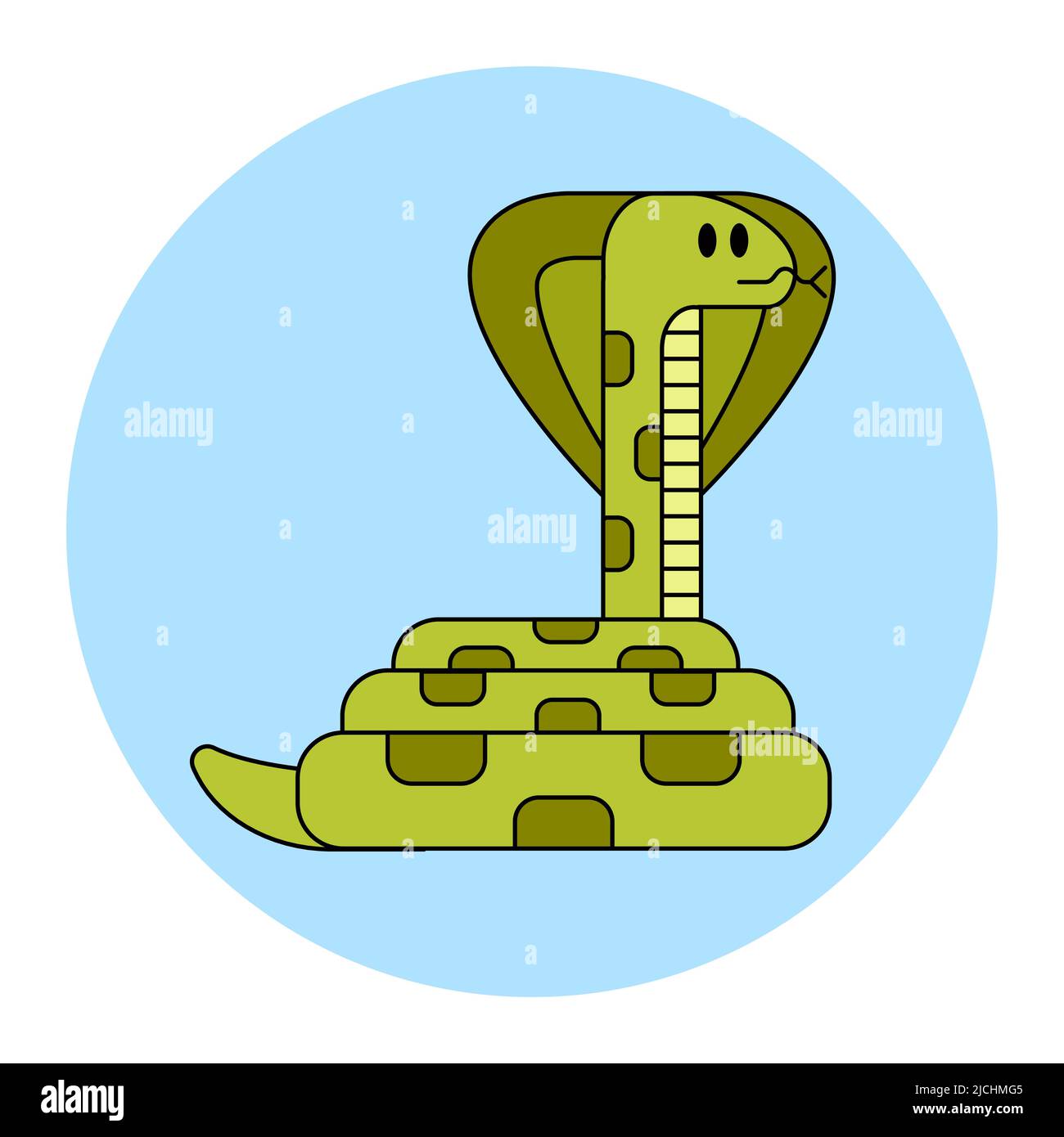 big green poisonous snake. flat vector illustration. Stock Vector