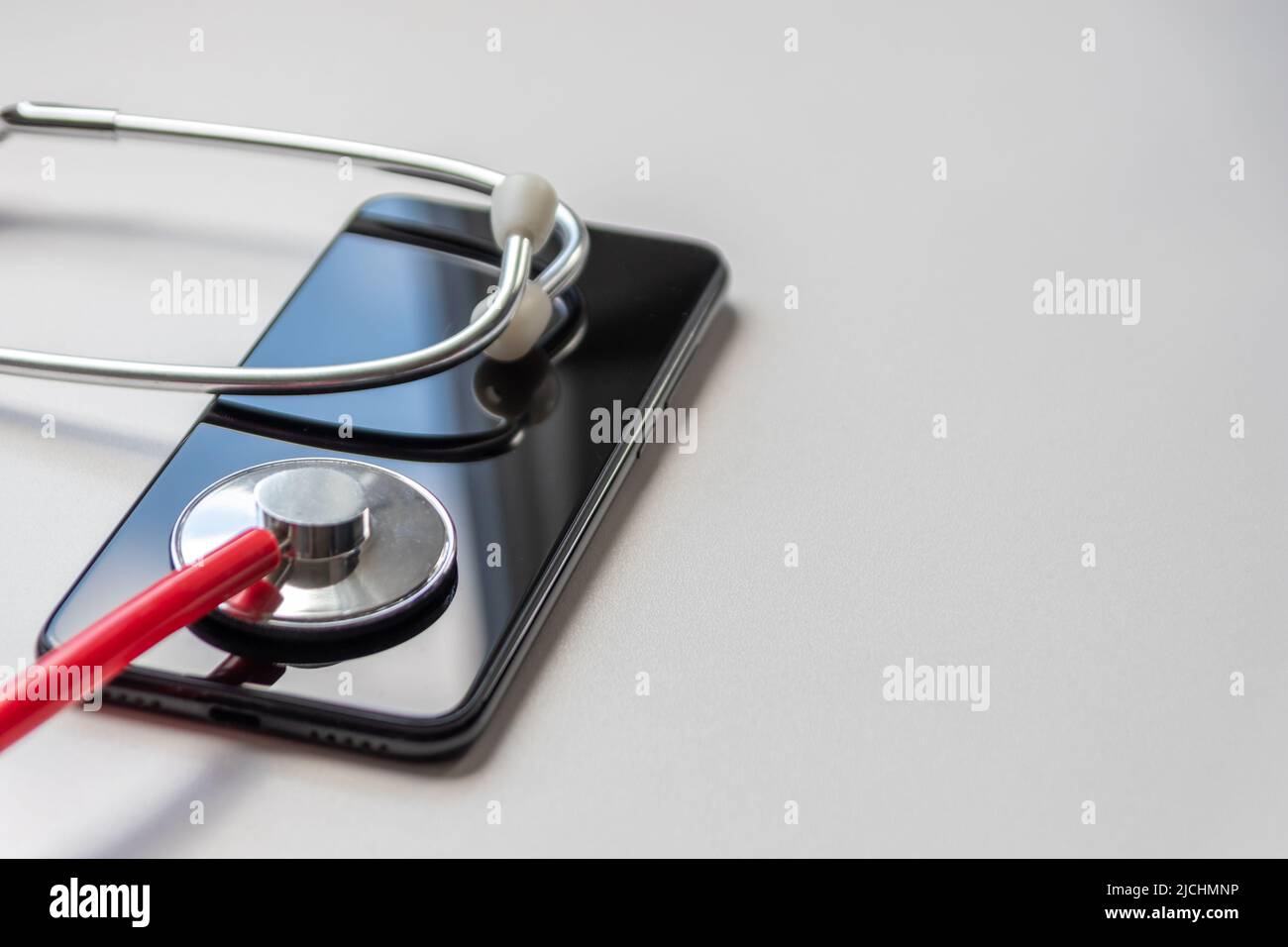 Red stethoscope on black smartphone represents health records and digital  patient records with mobile devices for digital doctors digital diagnostic  Stock Photo - Alamy