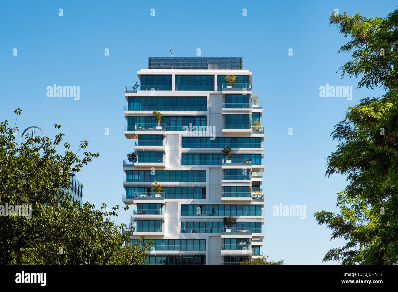 Berlin, Germany -June, 2022: Residential apartment building (Living Levels) in Berlin, Friedrichshain Stock Photo