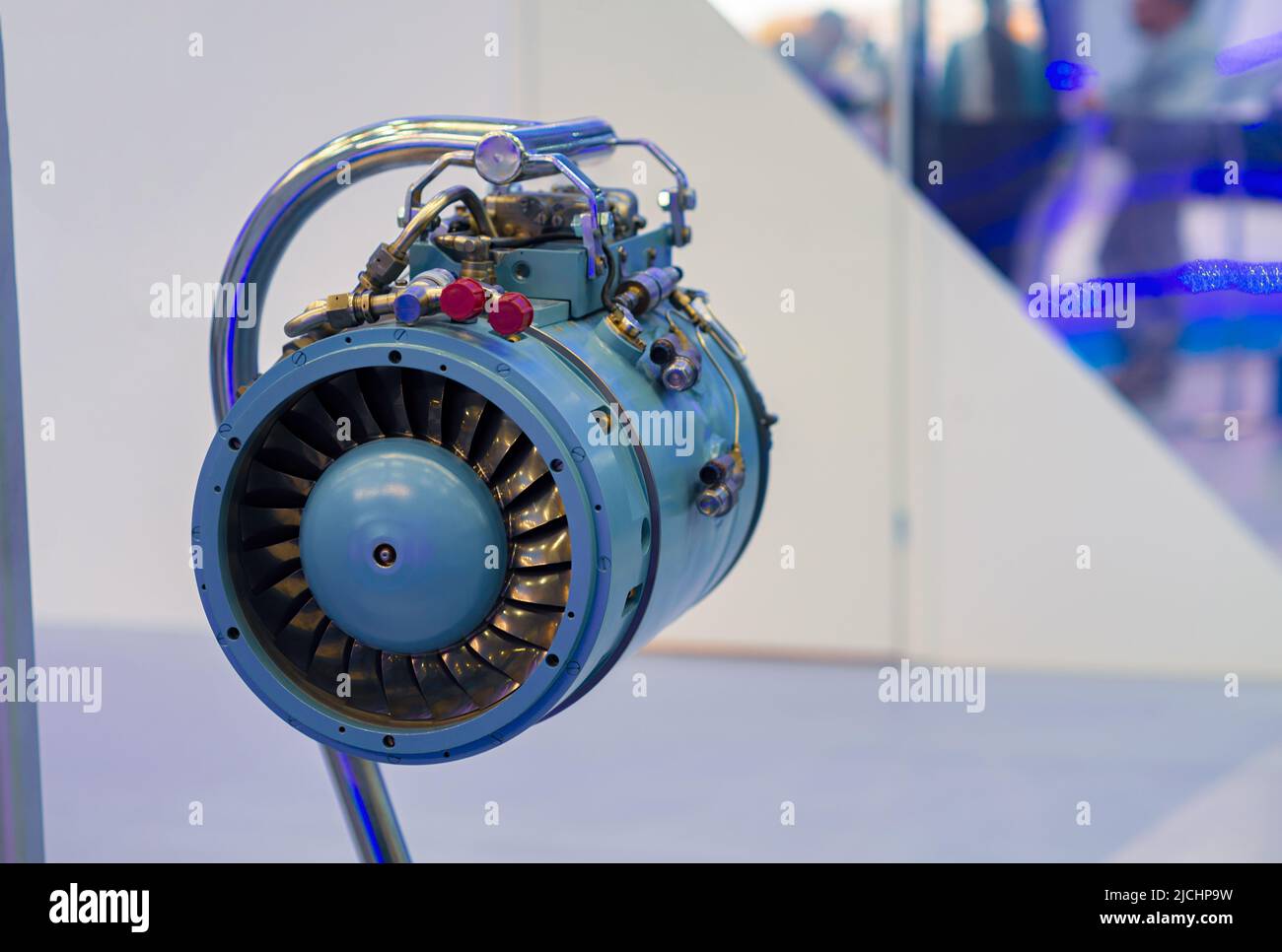 Small size turbojet bypass engine for drones and unmanned aerial vehicles. Stock Photo