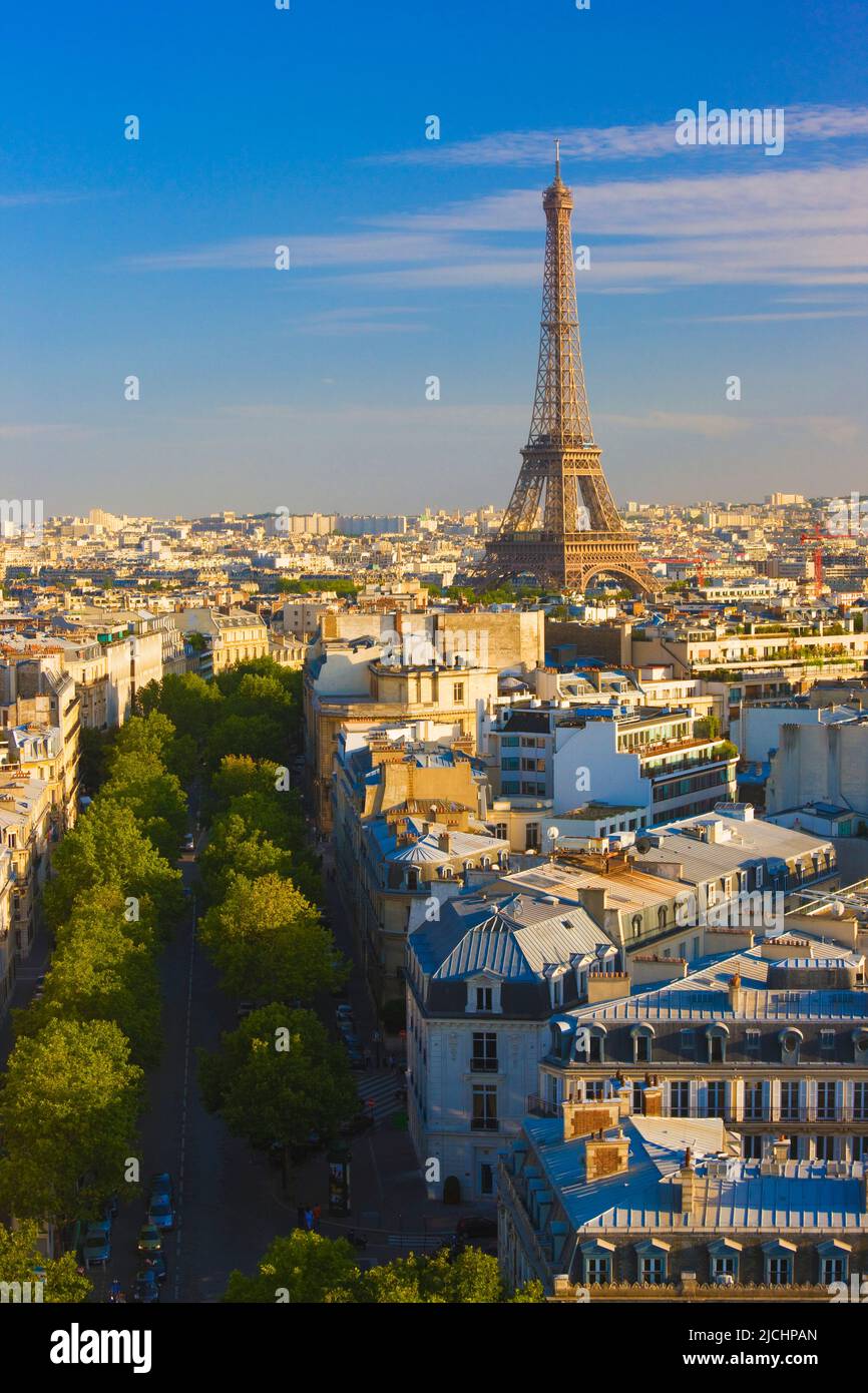 Elevated view of the Eiffel Tower, Paris, France Stock Photo