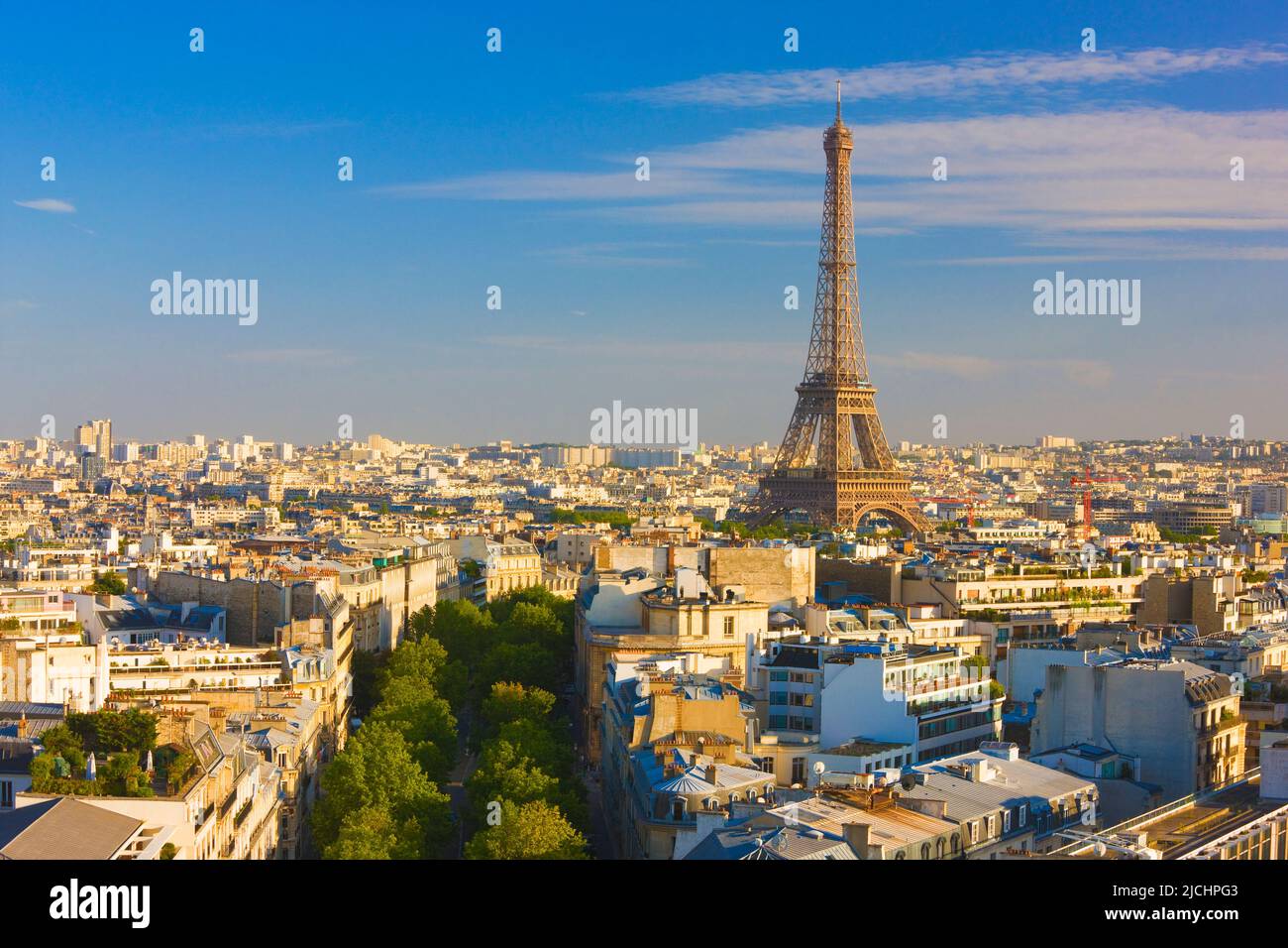 Elevated view of  Paris and the Eiffel Tower, Paris, France Stock Photo