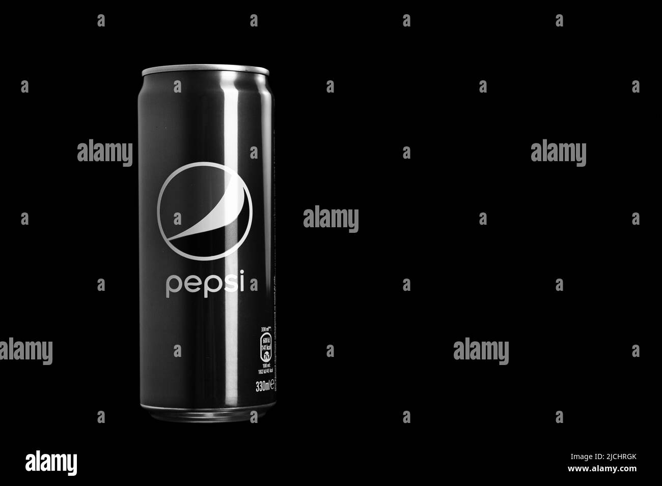 Classic Pepsi can. Pepsi soft drink. Bucharest, Romania, 2022 Stock Photo