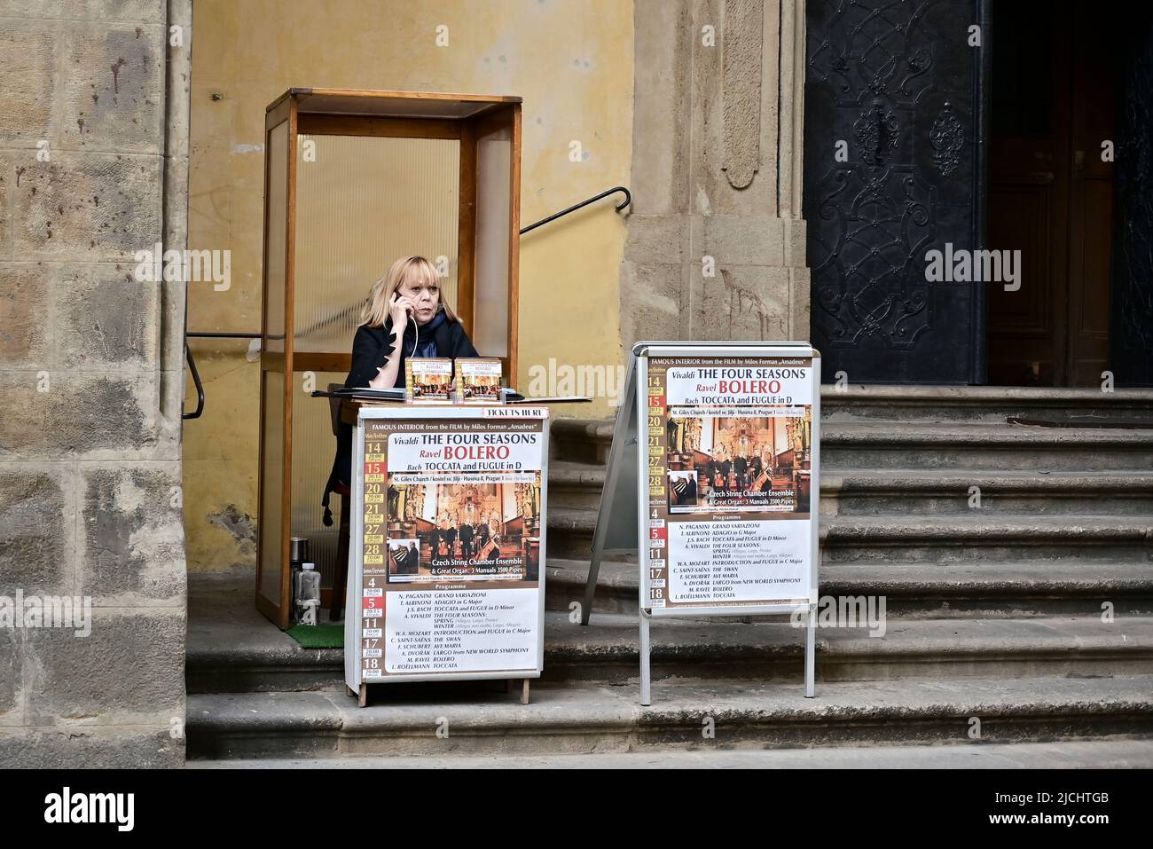 A subtle moment of the real people living in Praha. Stock Photo