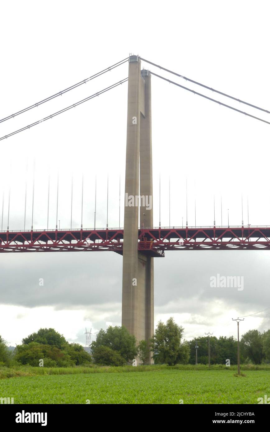 The Tancarville bridge (Pont de Tancarville), a suspension bridge crossing  the Seine in the Normandy near Le Havre Stock Photo - Alamy